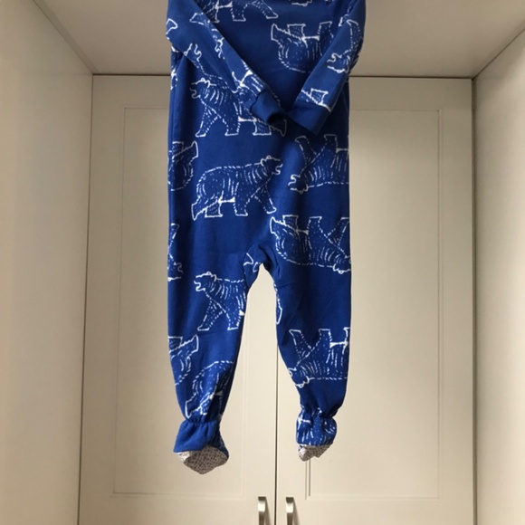 Carters 2T Toddler Sleeper Fleece Onesie With Feet NWOT Royal Blue Polar Bear - Picture 2 of 5